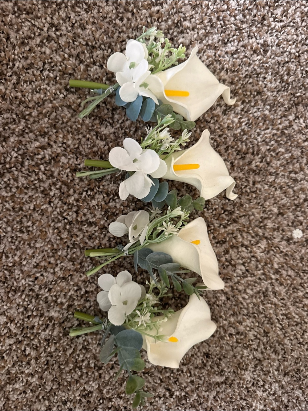 White Calla Lily and Greenery Floral Boutonniere Set of 4